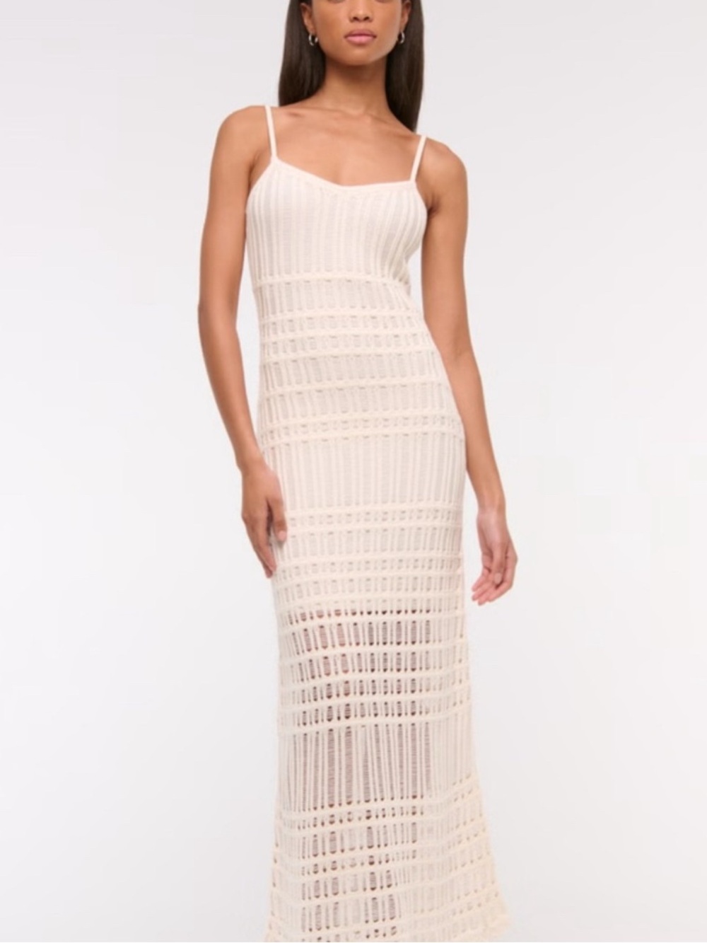 Abercrombie & Fitch Cream Crochet Maxi Dress NWT